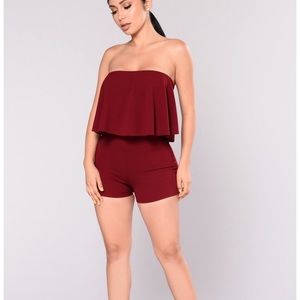 Fashion Nova NWT Love it Babe Romper - Wine
